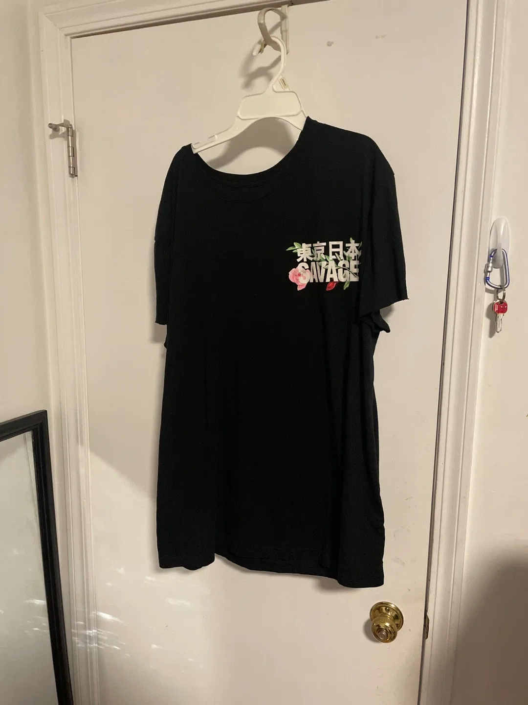 Black T-shirt with Floral Design thumbnail