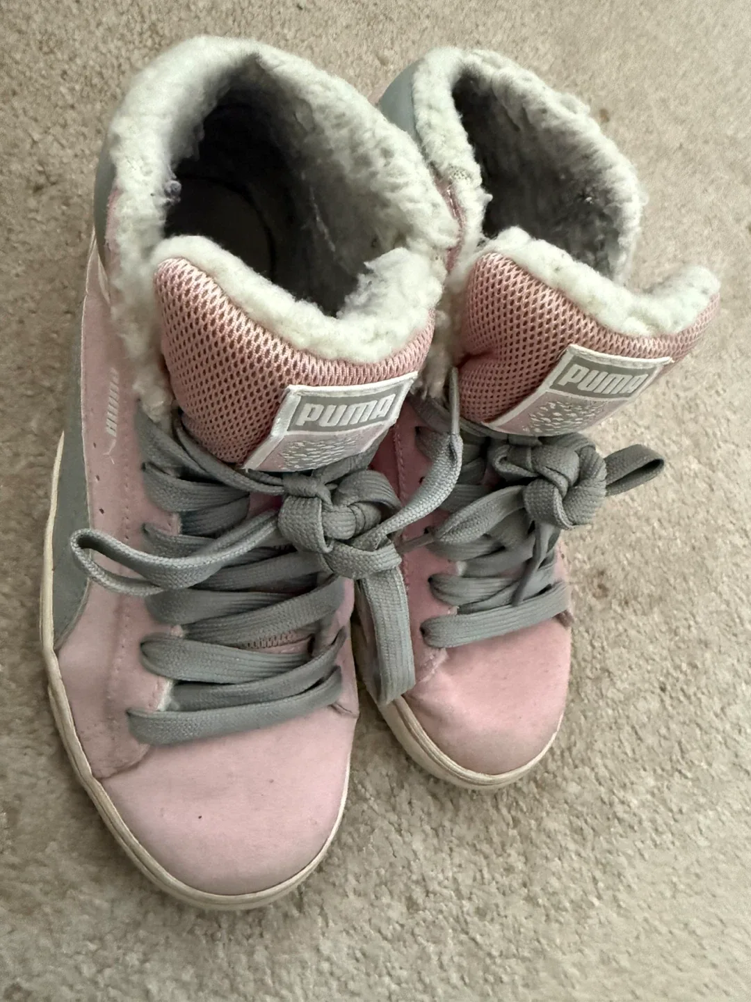 Puma Pink & Grey High Top Sneakers size 5 image indicator(2)