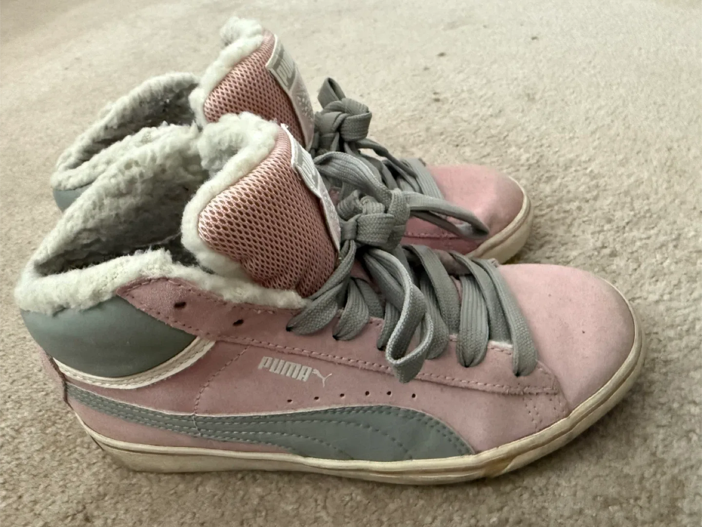 Puma Pink & Grey High Top Sneakers size 5 thumbnail