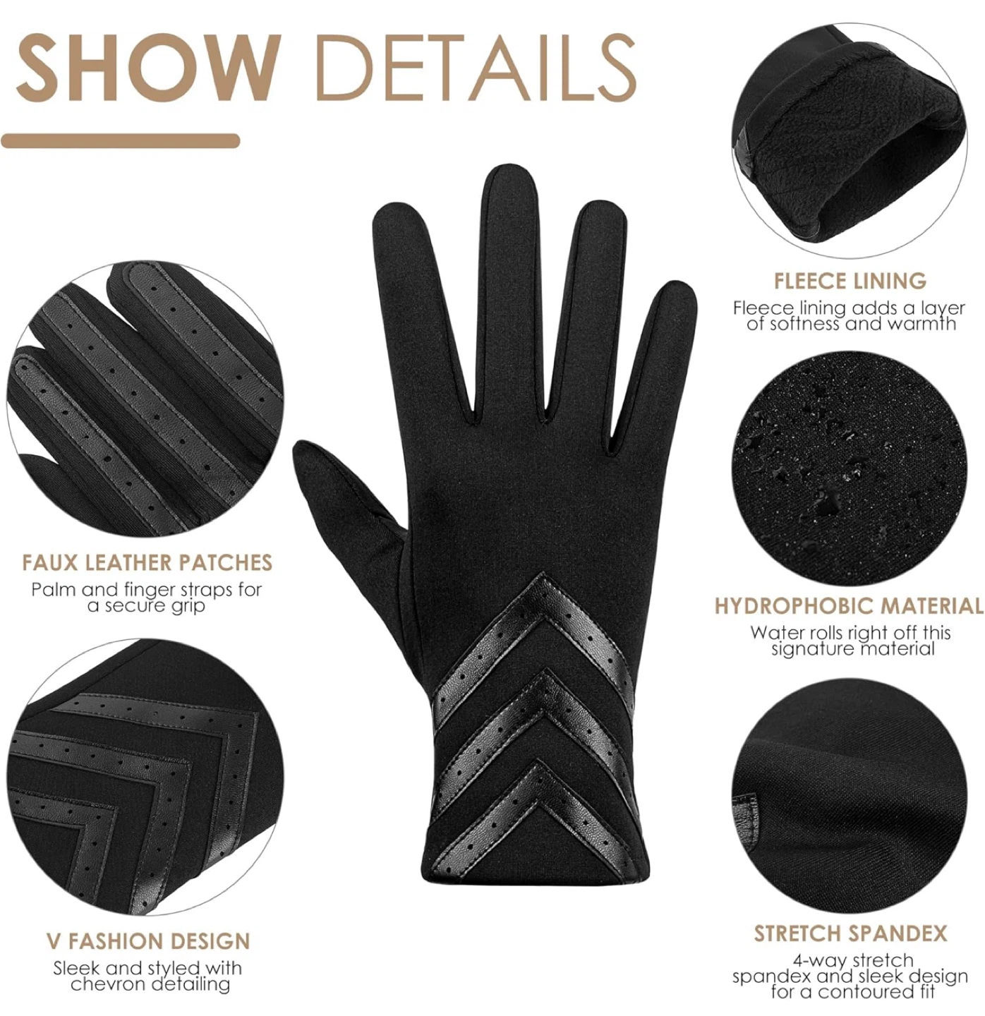 Soft Women Touch Screen Gloves - Black - photo 2