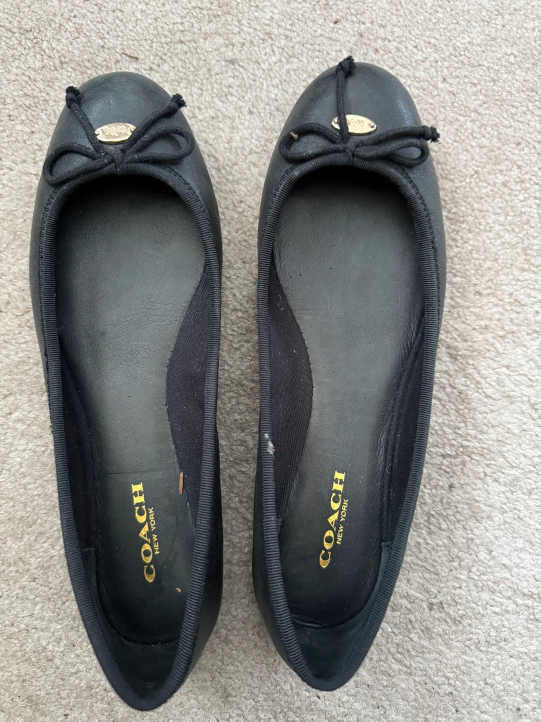 Coach Black Ballet leather Flats - Size 6