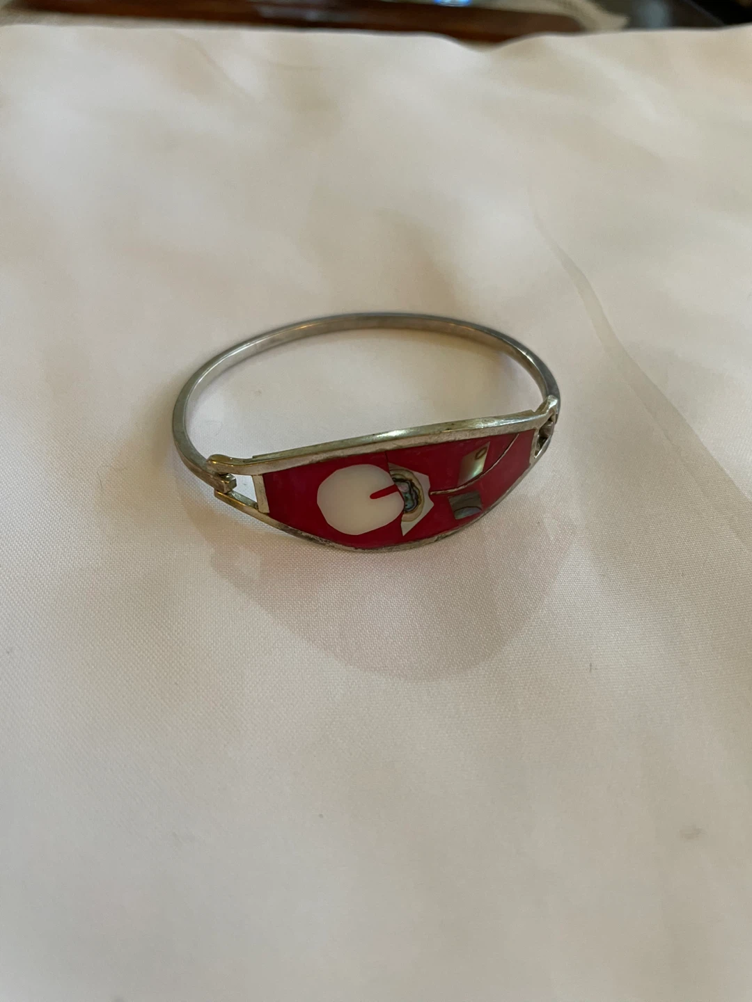 Red & Silver Bangle Bracelet