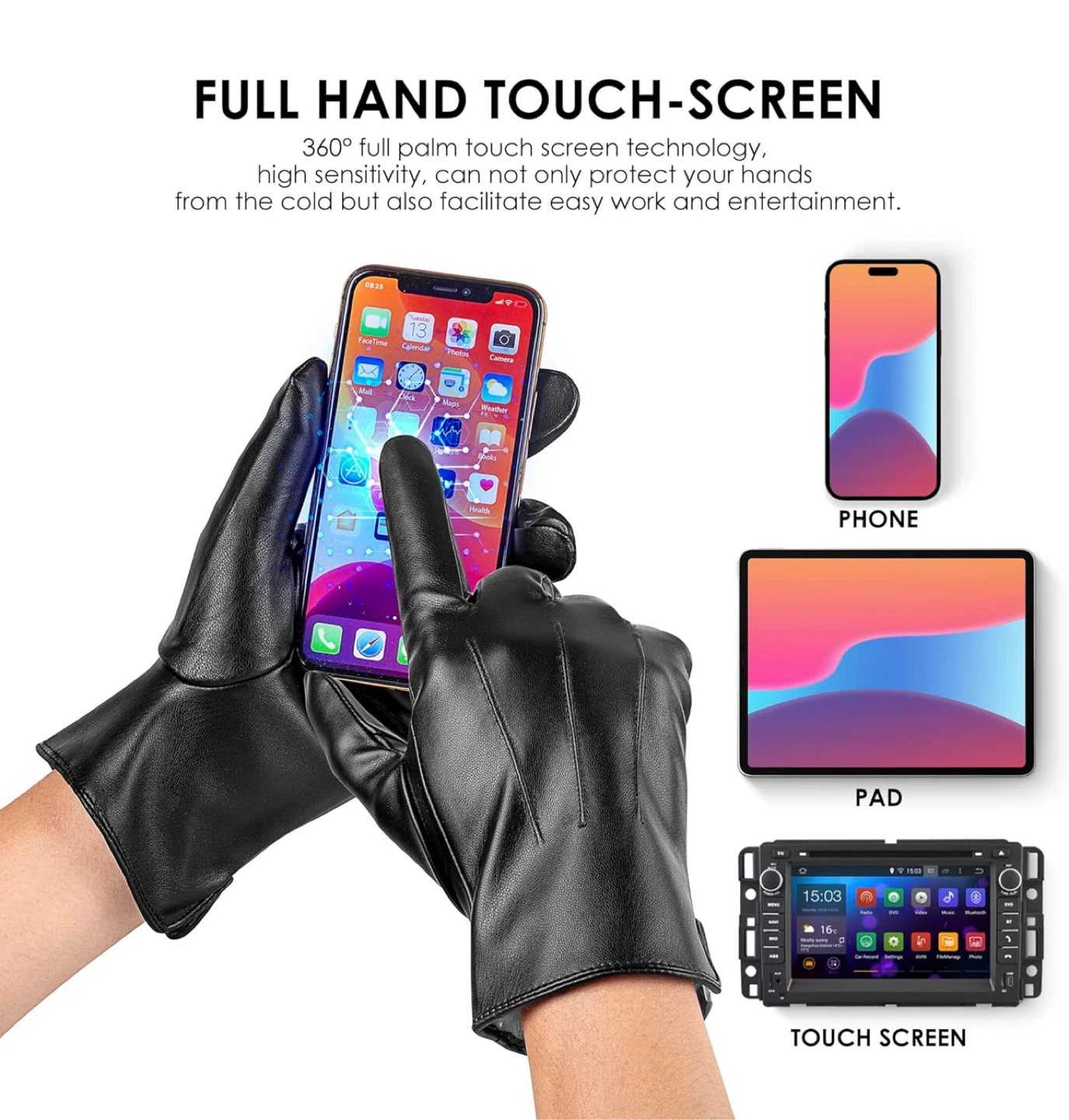 Leather Touchscreen Gloves - photo 3