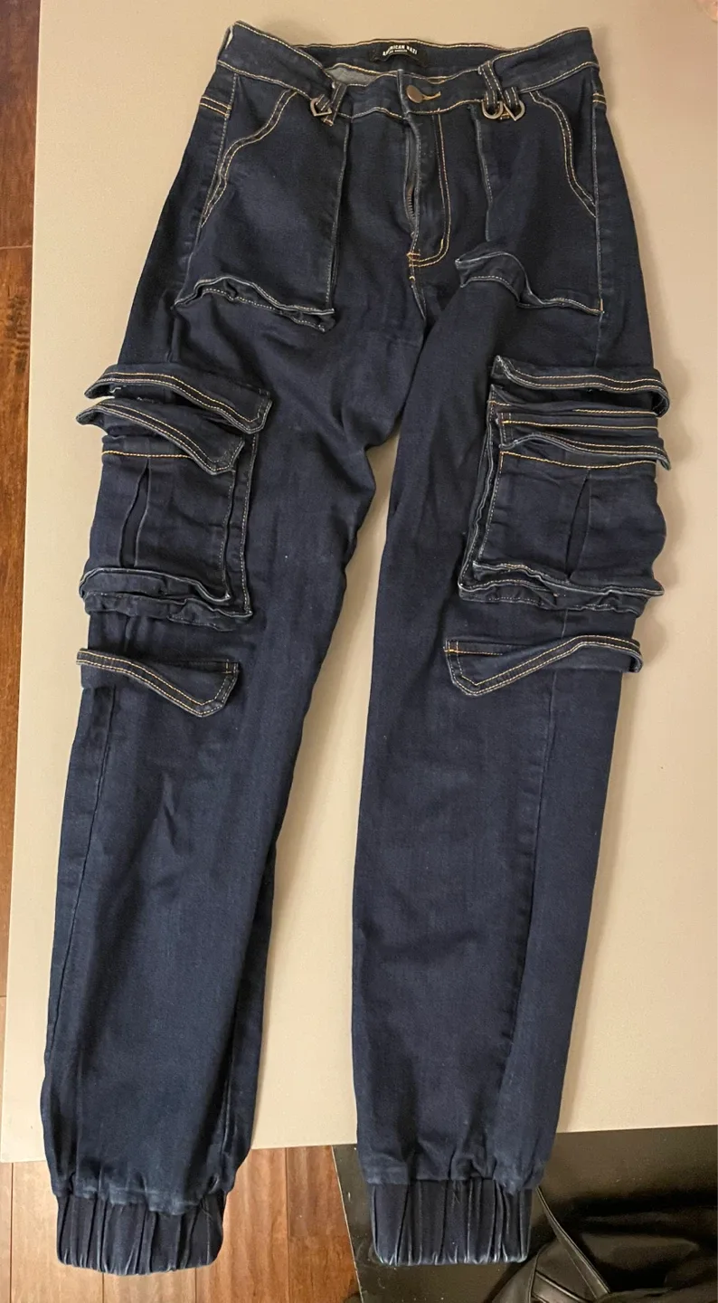 Dark Wash Denim Cargo Pants thumbnail