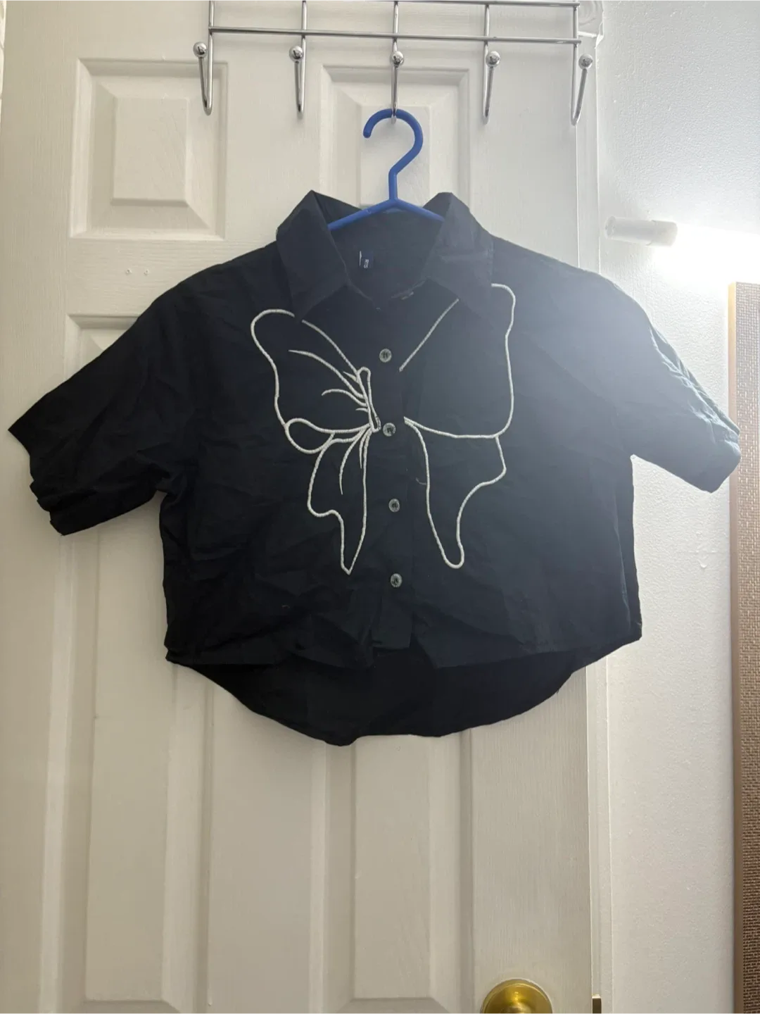 Black Crop Top with Bow thumbnail