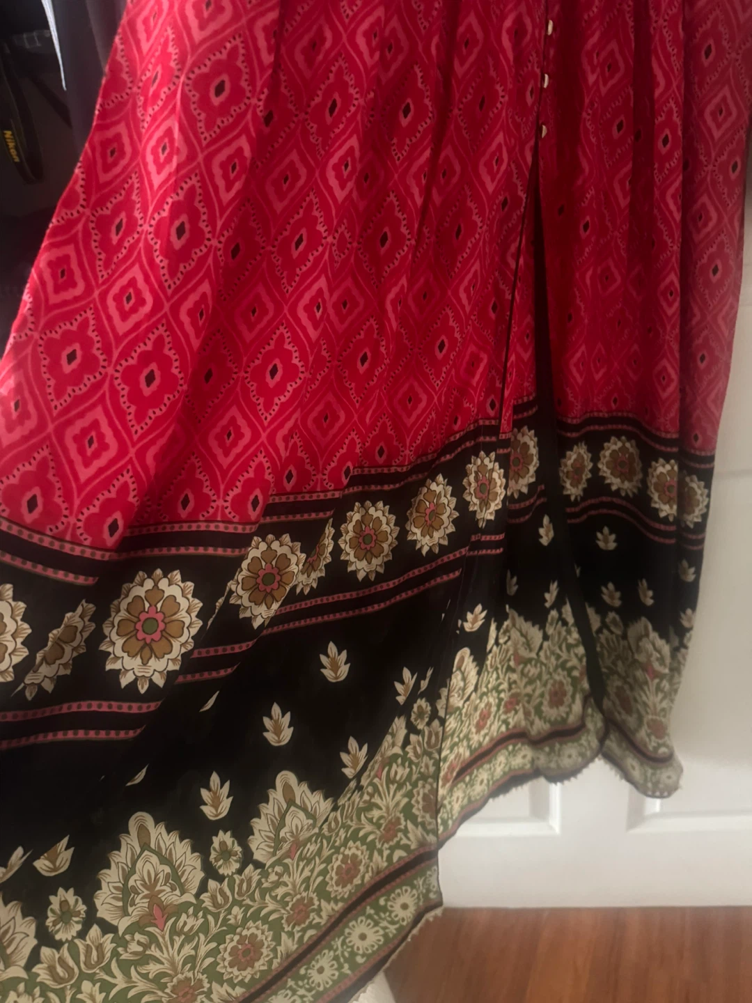 2pcs silk long Pink & Black Patterned Dress - photo 4