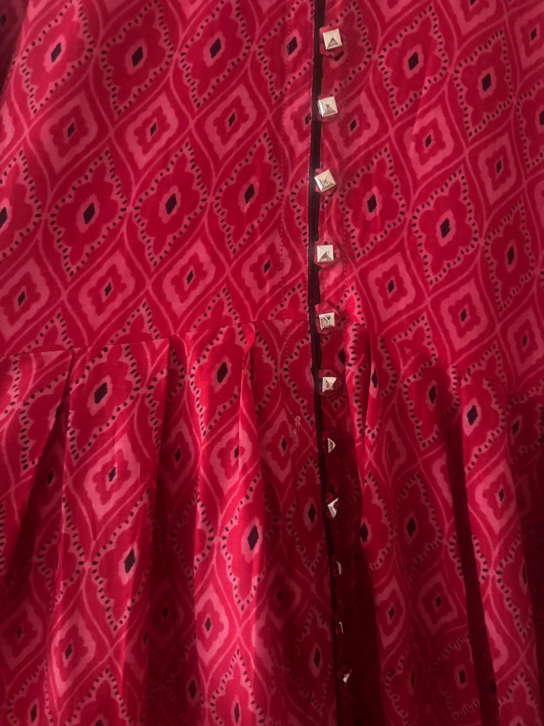 2pcs silk long Pink & Black Patterned Dress - photo 3