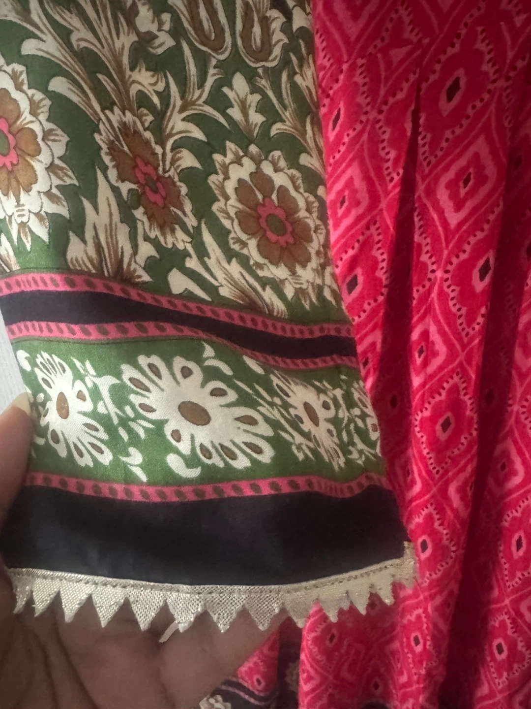 2pcs silk long Pink & Black Patterned Dress - photo 5