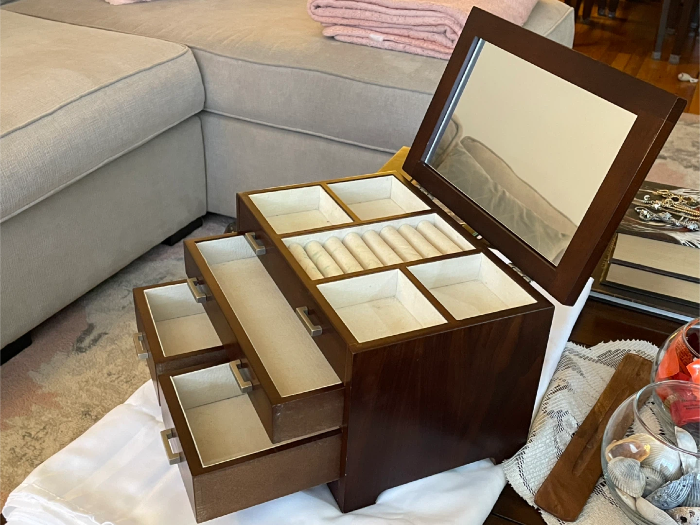 Wooden Jewelry Box with Mirror - photo 3