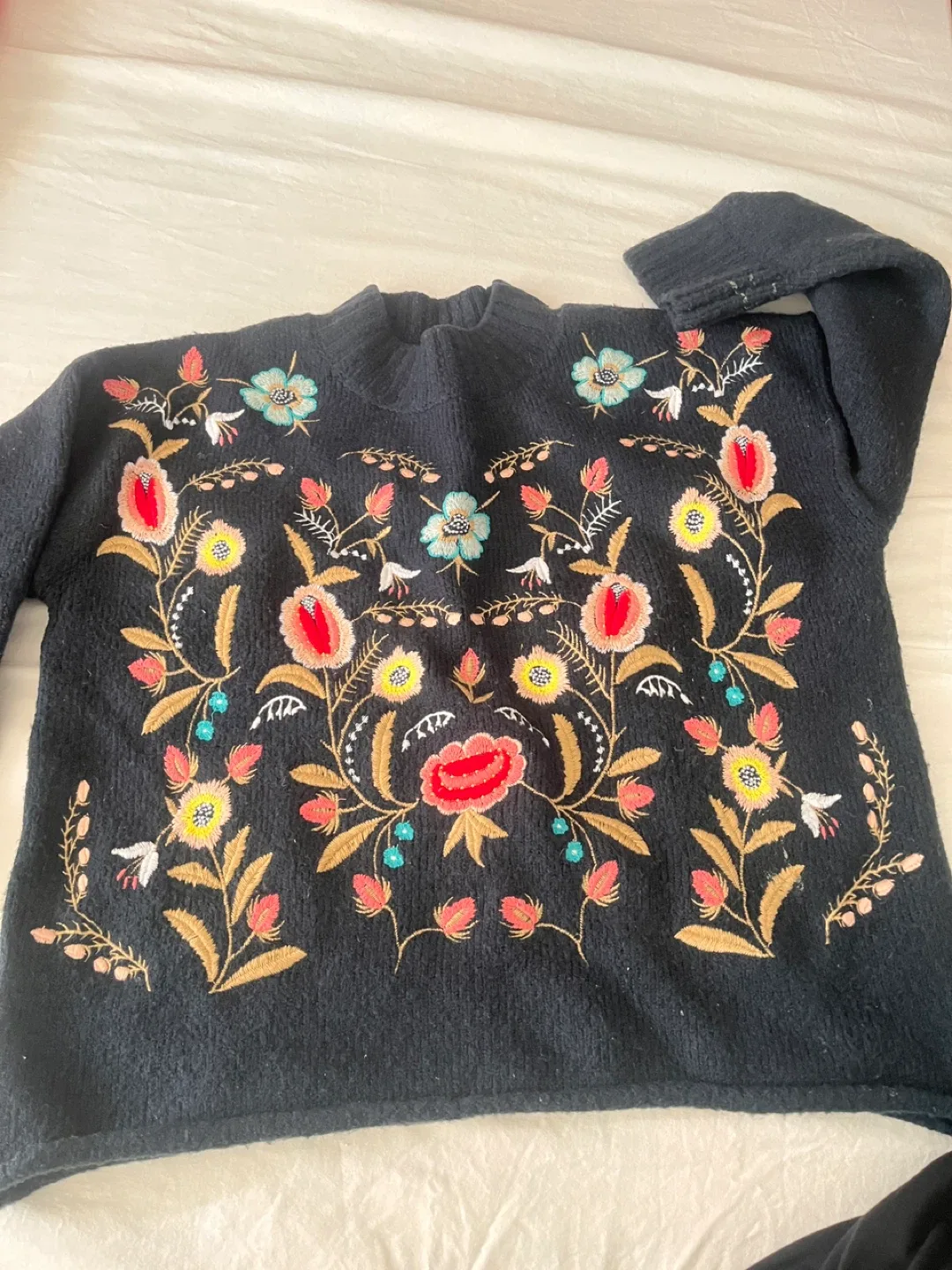 Cliché Black Floral Embroidered Sweater - XL image indicator(2)