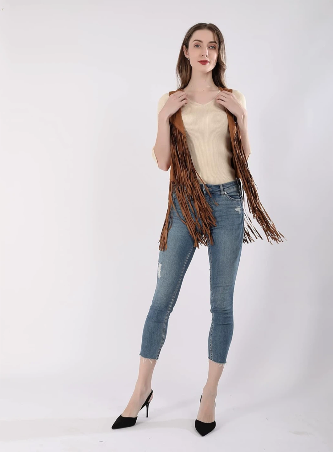Brown Fringe Vest - photo 3