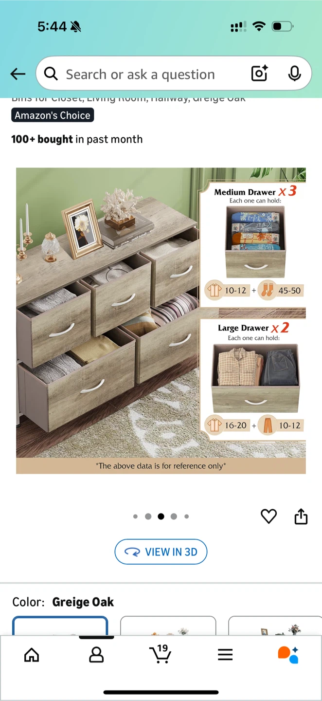 Greige Oak 5-Drawer Storage Dresser - photo 3