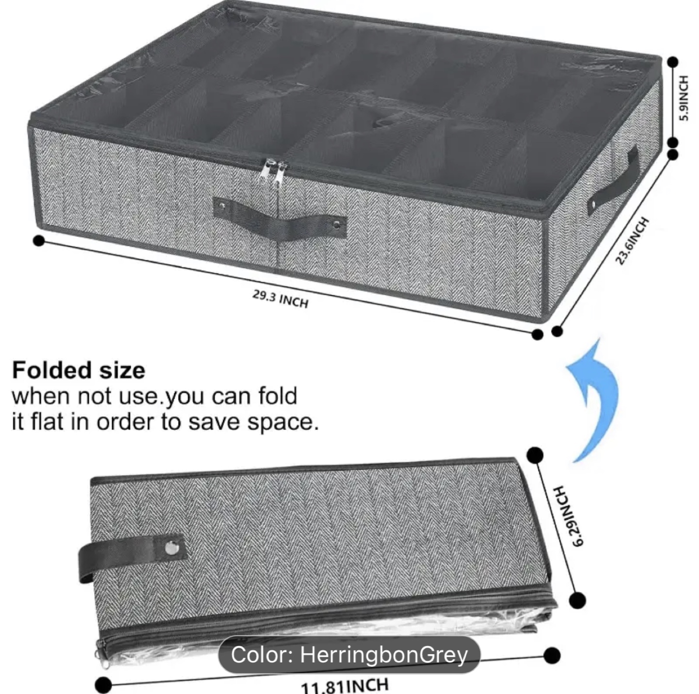 Brand New-Underbed Shoe Organizer - Herringbone Grey - photo 3