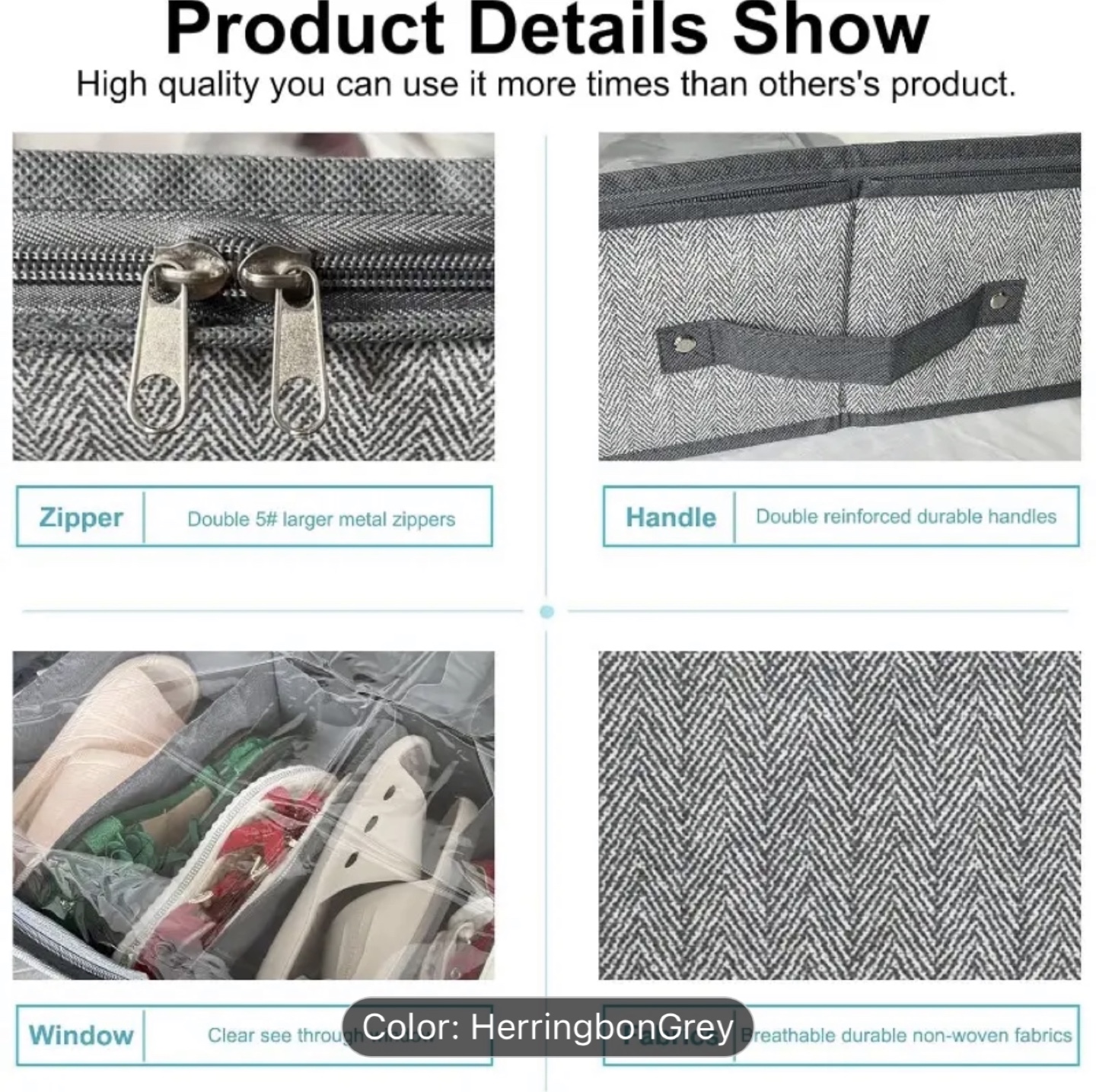 Brand New-Underbed Shoe Organizer - Herringbone Grey - photo 2