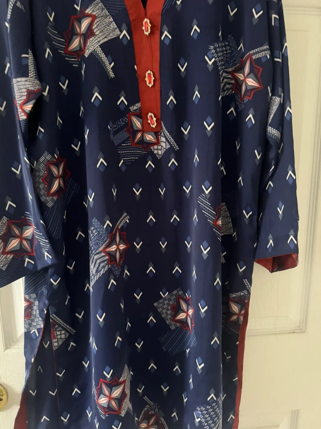 Silk Patterned Navy Blue Tunic xL image indicator(2)