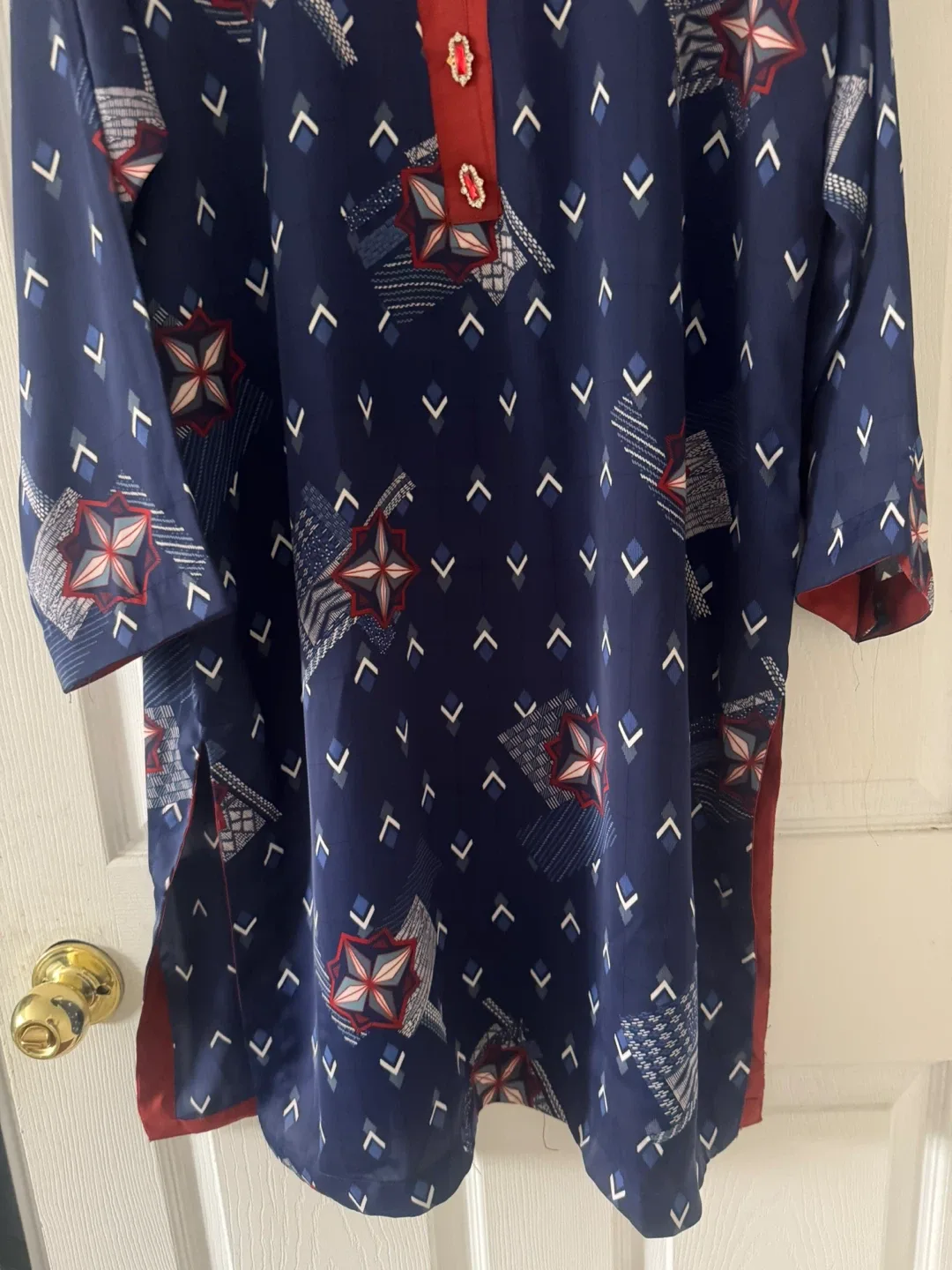 Silk Patterned Navy Blue Tunic xL image indicator(6)