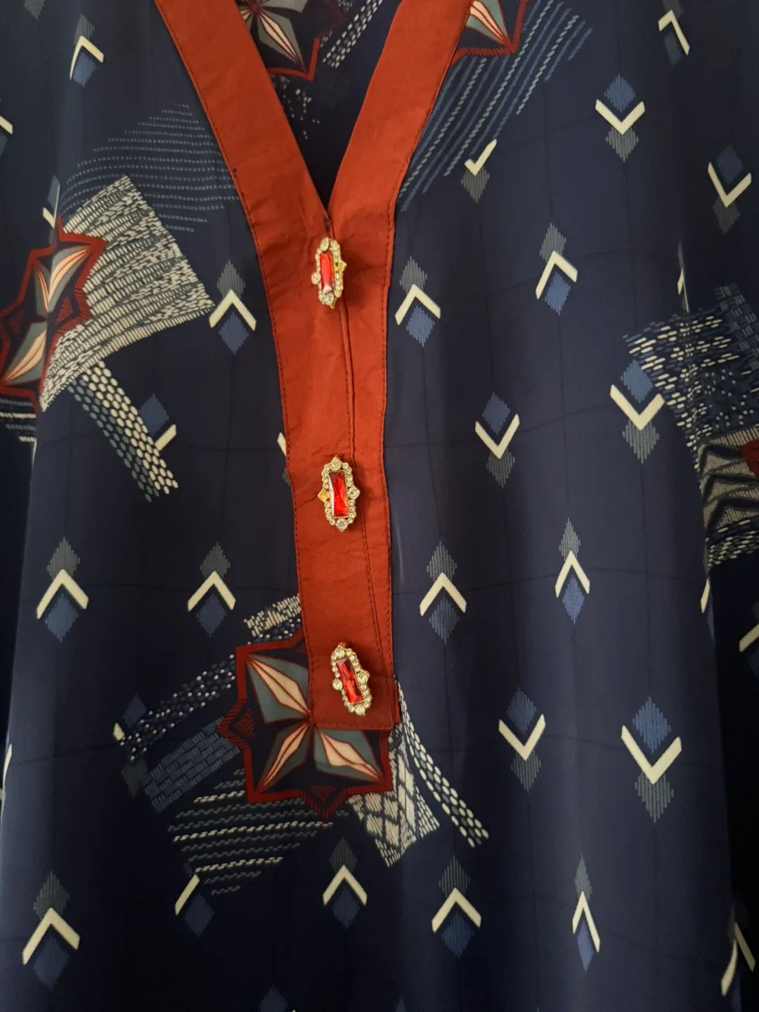 Silk Patterned Navy Blue Tunic xL image indicator(3)