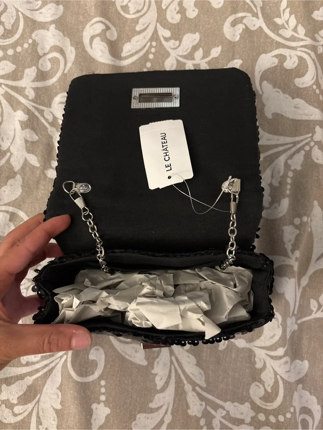 Le Chateau Black Sequin Clutch Purse image indicator(3)