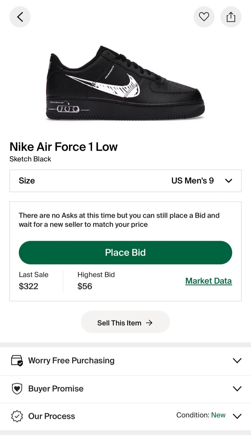 New Nike Air Force 1 Low Sketch Black US Mens 9 - photo 2