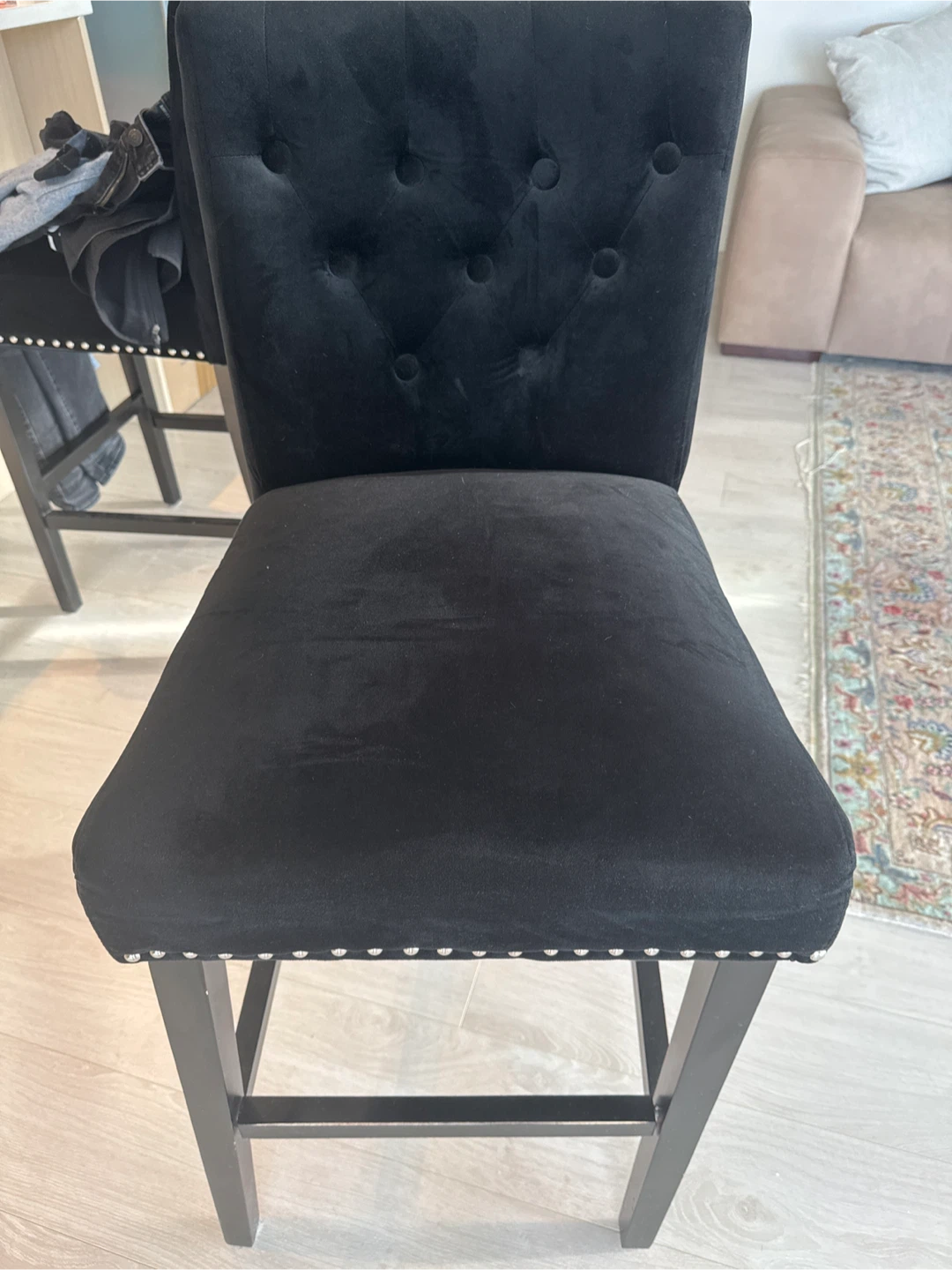 2 x Black Velvet Bar Stool - photo 2