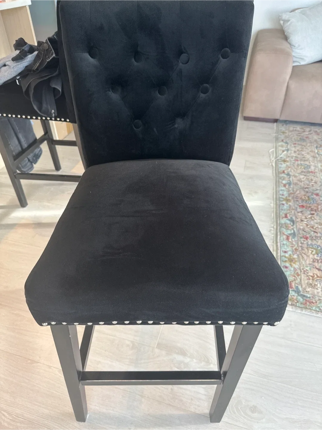 2 x Black Velvet Bar Stool image indicator(2)