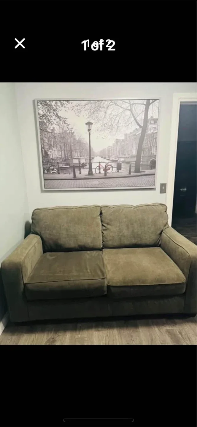 Olive Green love seat Sofa