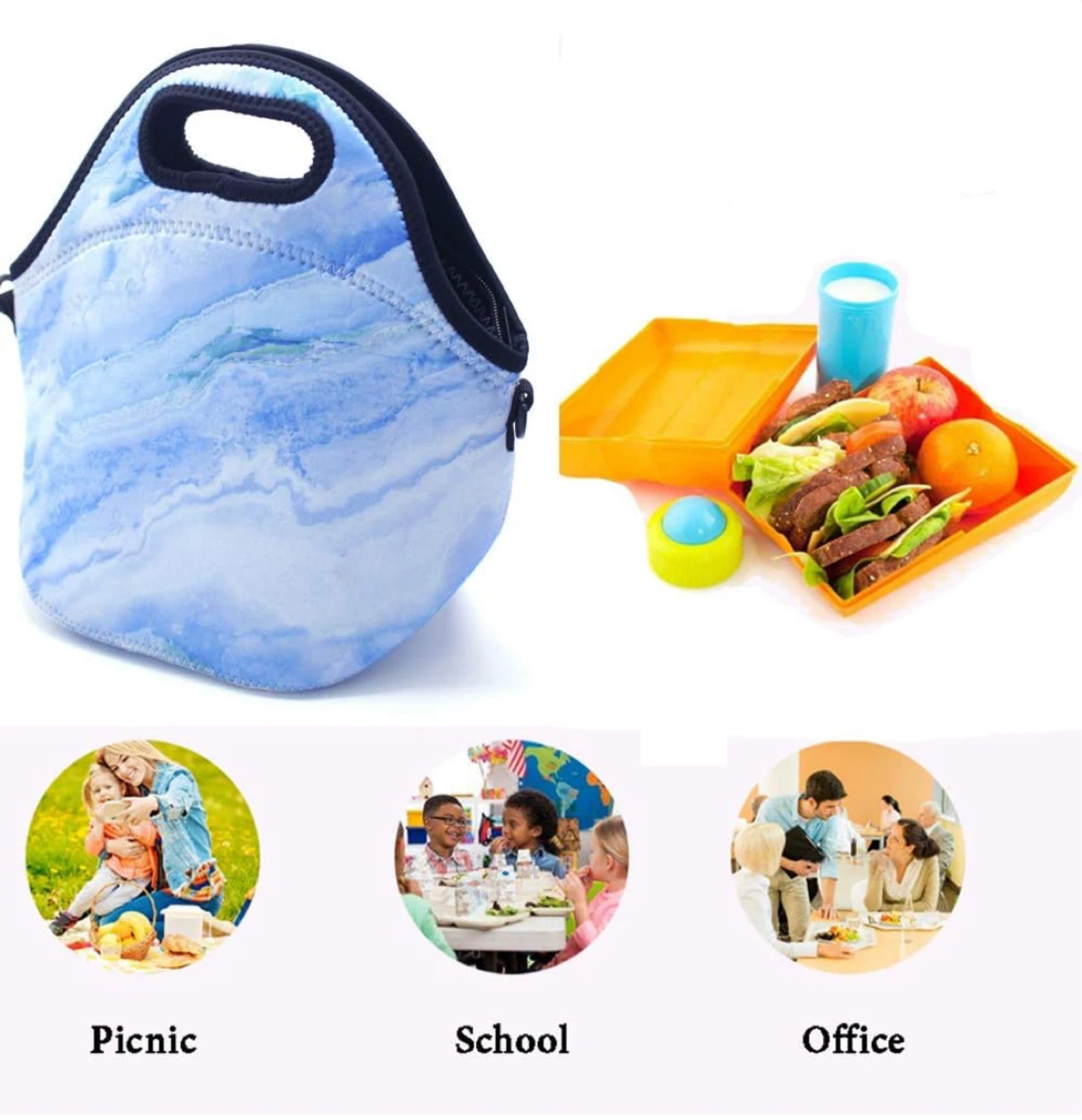 Blue Marble Lunch Bag - Insulated Tote - photo 3