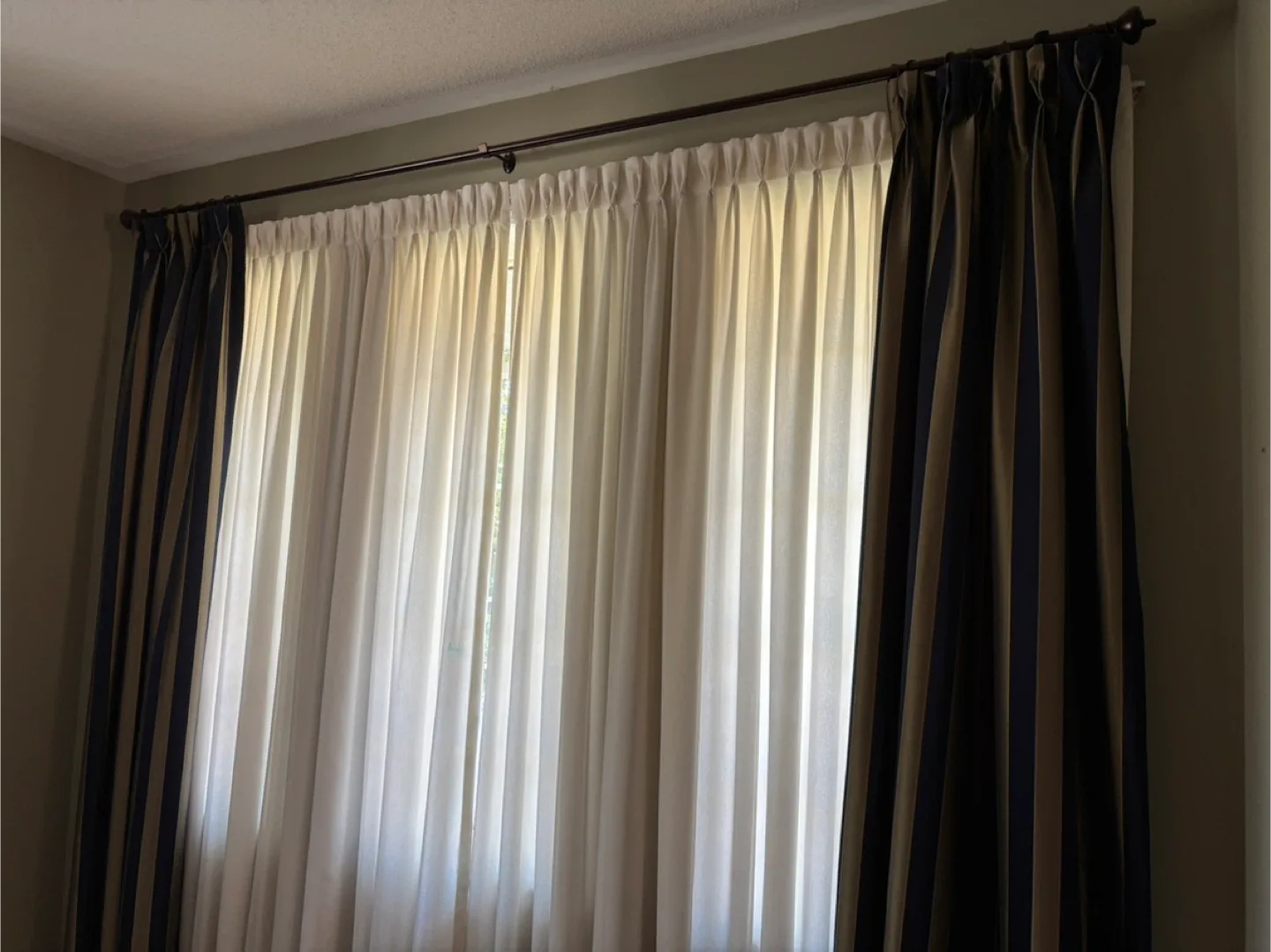 Striped Curtains - Brown & Navy image indicator(4)