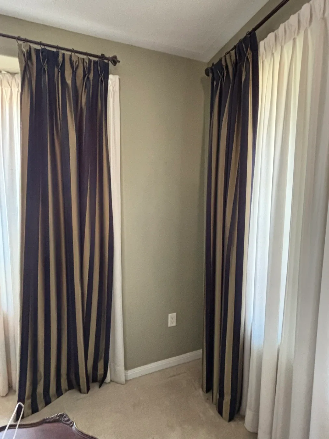 Striped Curtains - Brown & Navy image indicator(2)