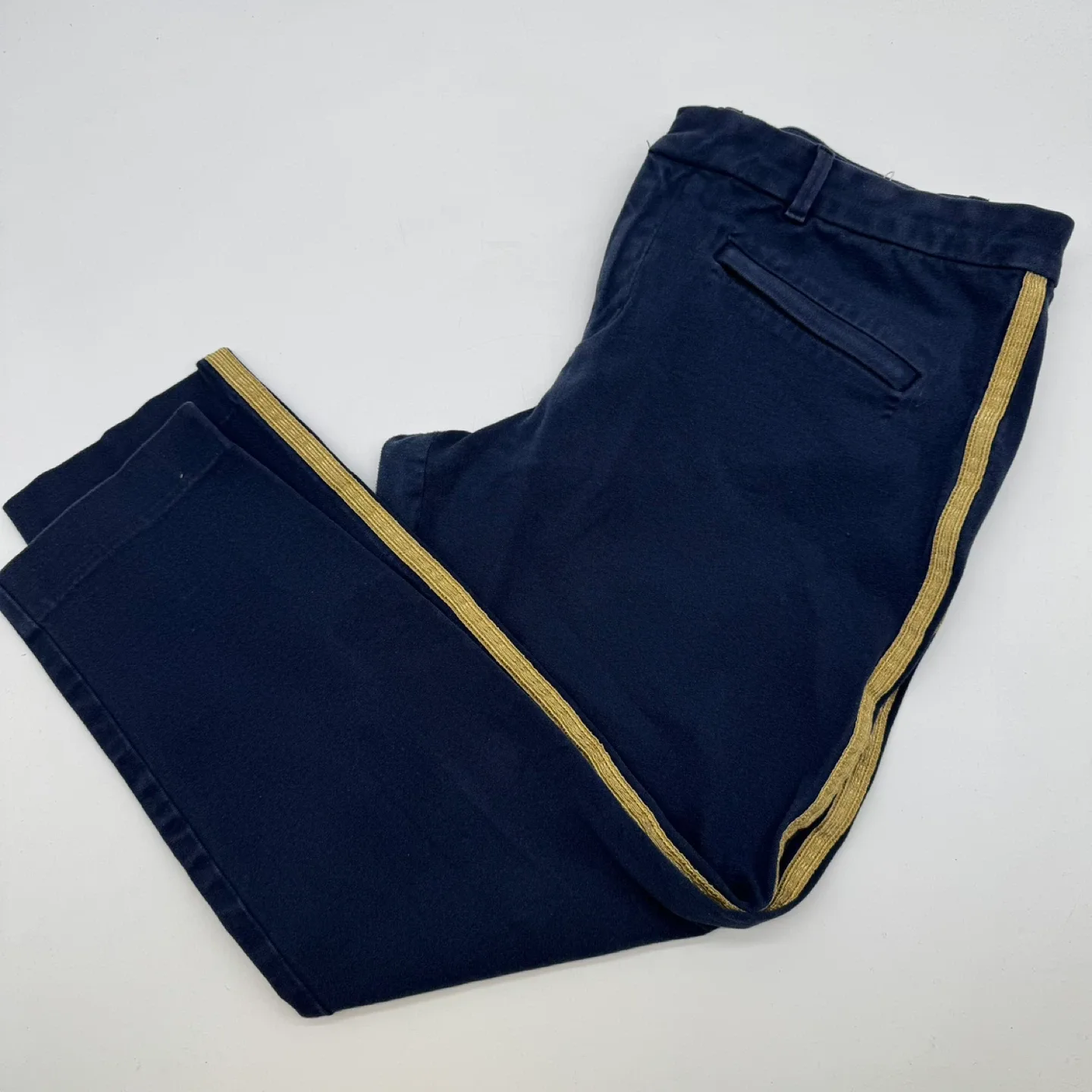 GAP Skinny Ankle Pants US 16 Navy w/ Gold Stripes ,Zip Pockets thumbnail