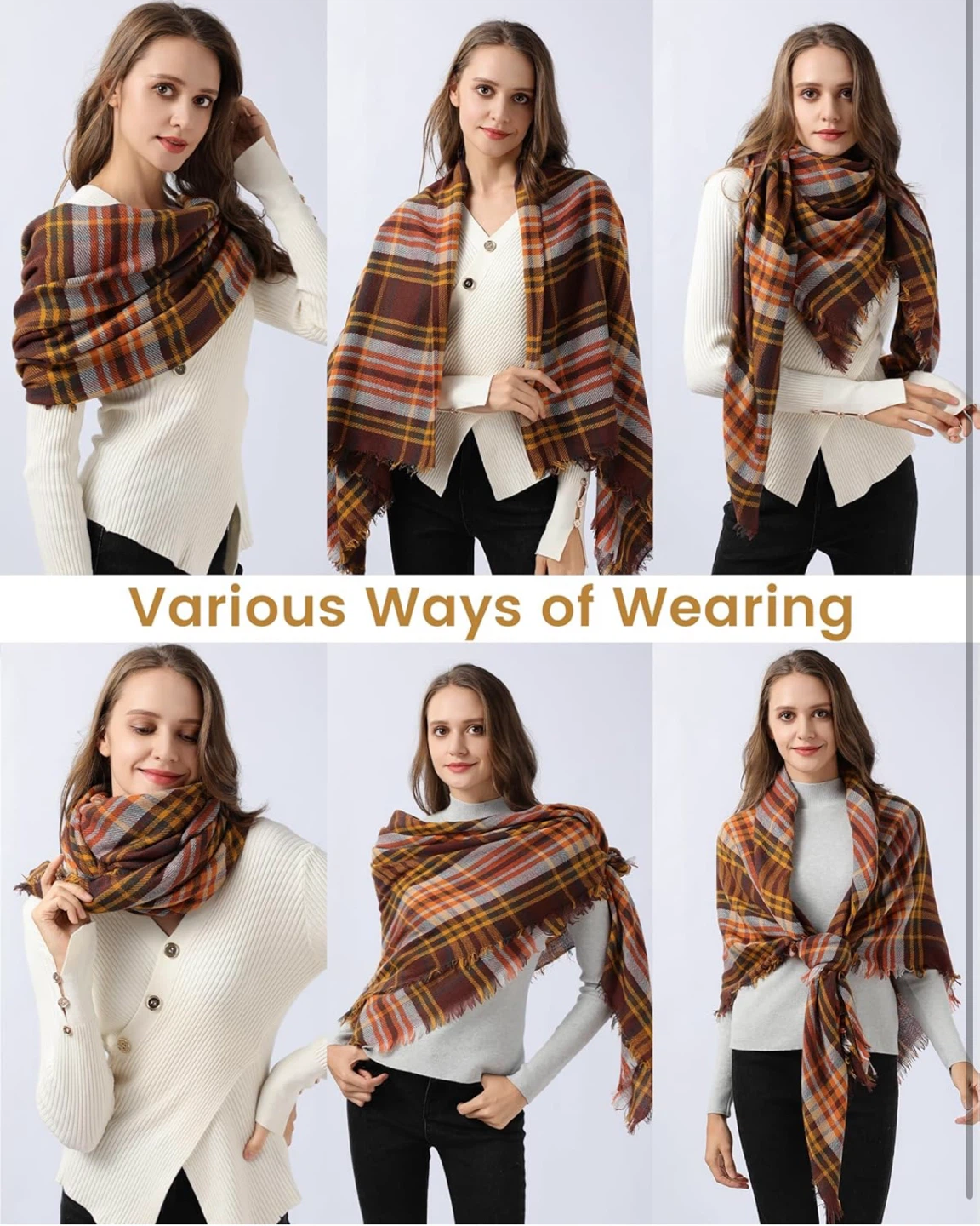 Plaid Blanket Scarf - 55.1 in x 55.1 in - photo 3