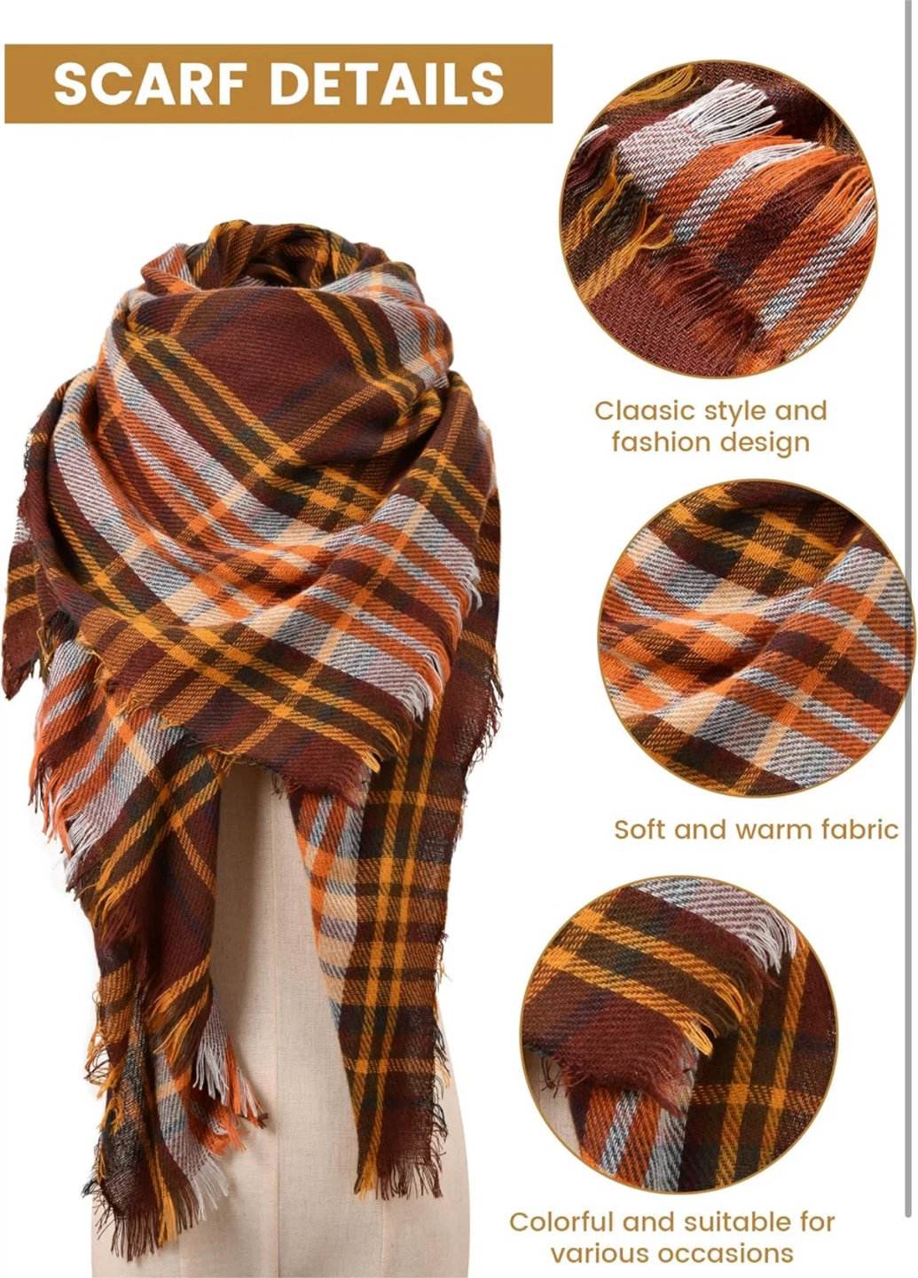 Plaid Blanket Scarf - 55.1 in x 55.1 in - photo 5