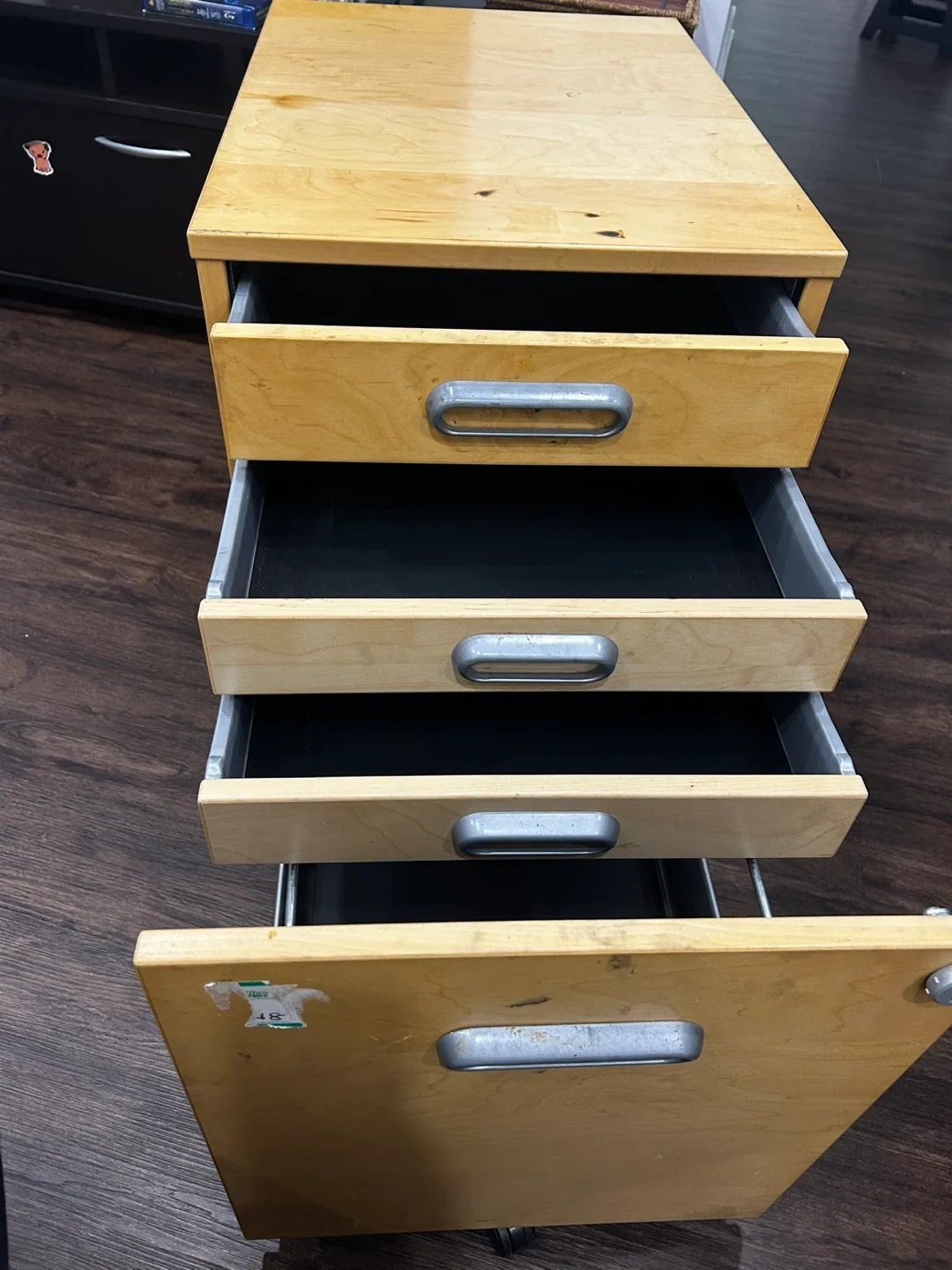 Wooden 4-Drawer Rolling File Cabinet