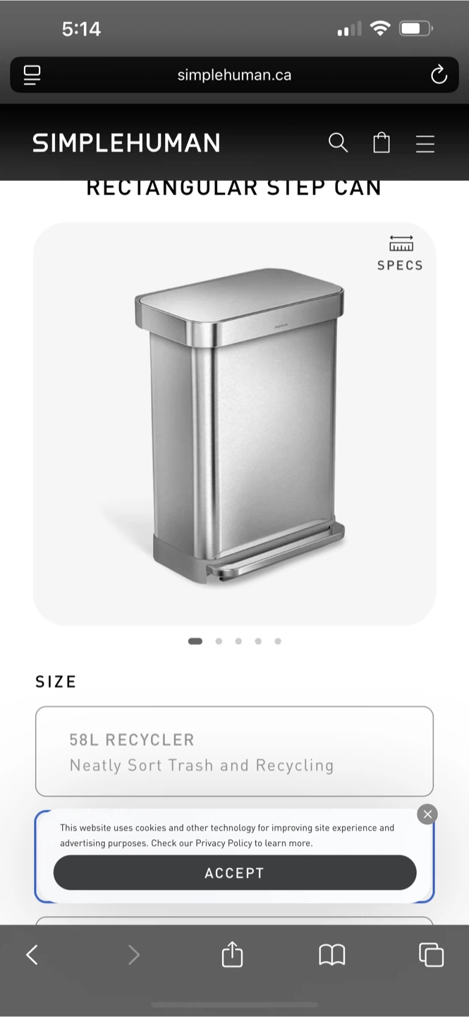 Simplehuman 58L Recycler Rectangular Step Can - photo 3