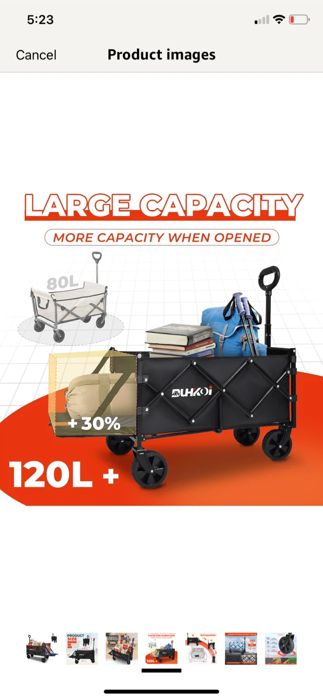 DUHKOI Collapsible Folding Wagon - Black - photo 5