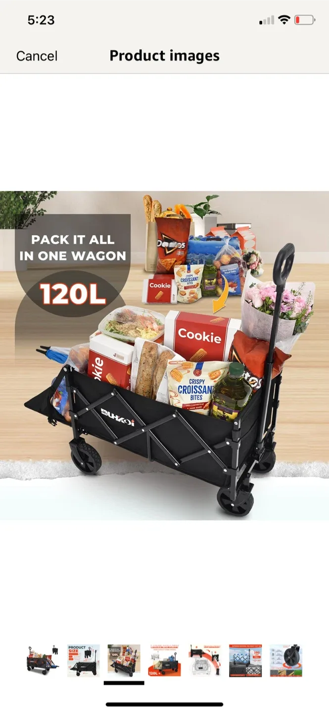DUHKOI Collapsible Folding Wagon - Black image indicator(6)