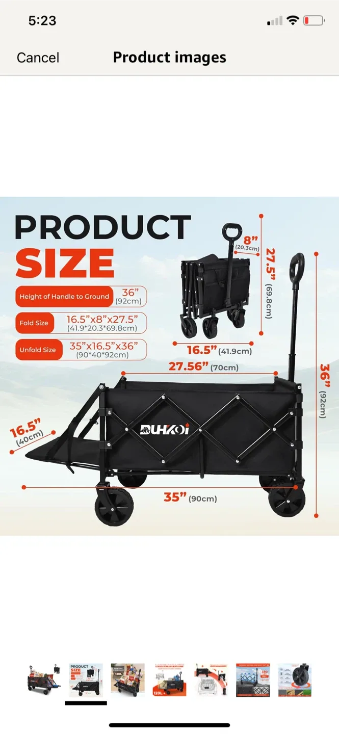 DUHKOI Collapsible Folding Wagon - Black image indicator(4)