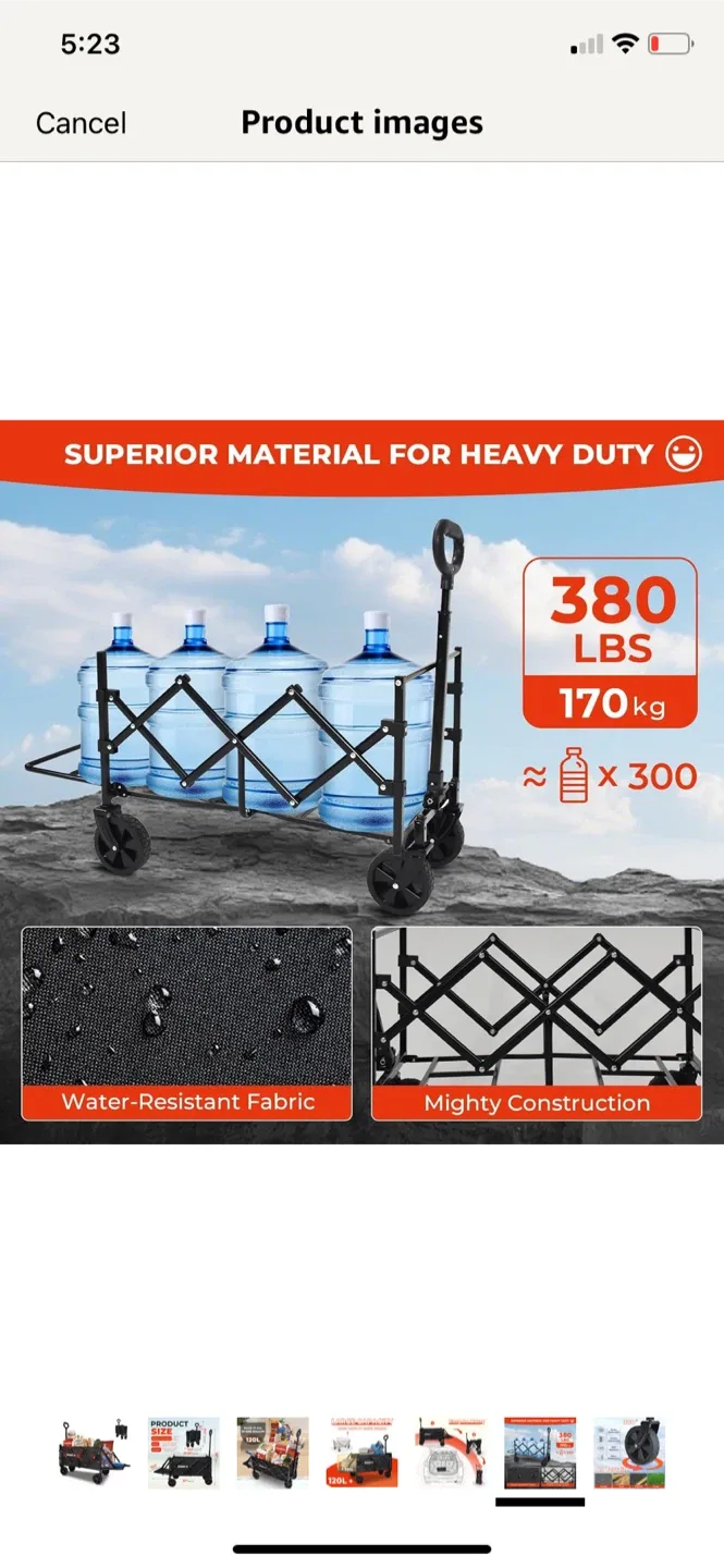 DUHKOI Collapsible Folding Wagon - Black image indicator(7)