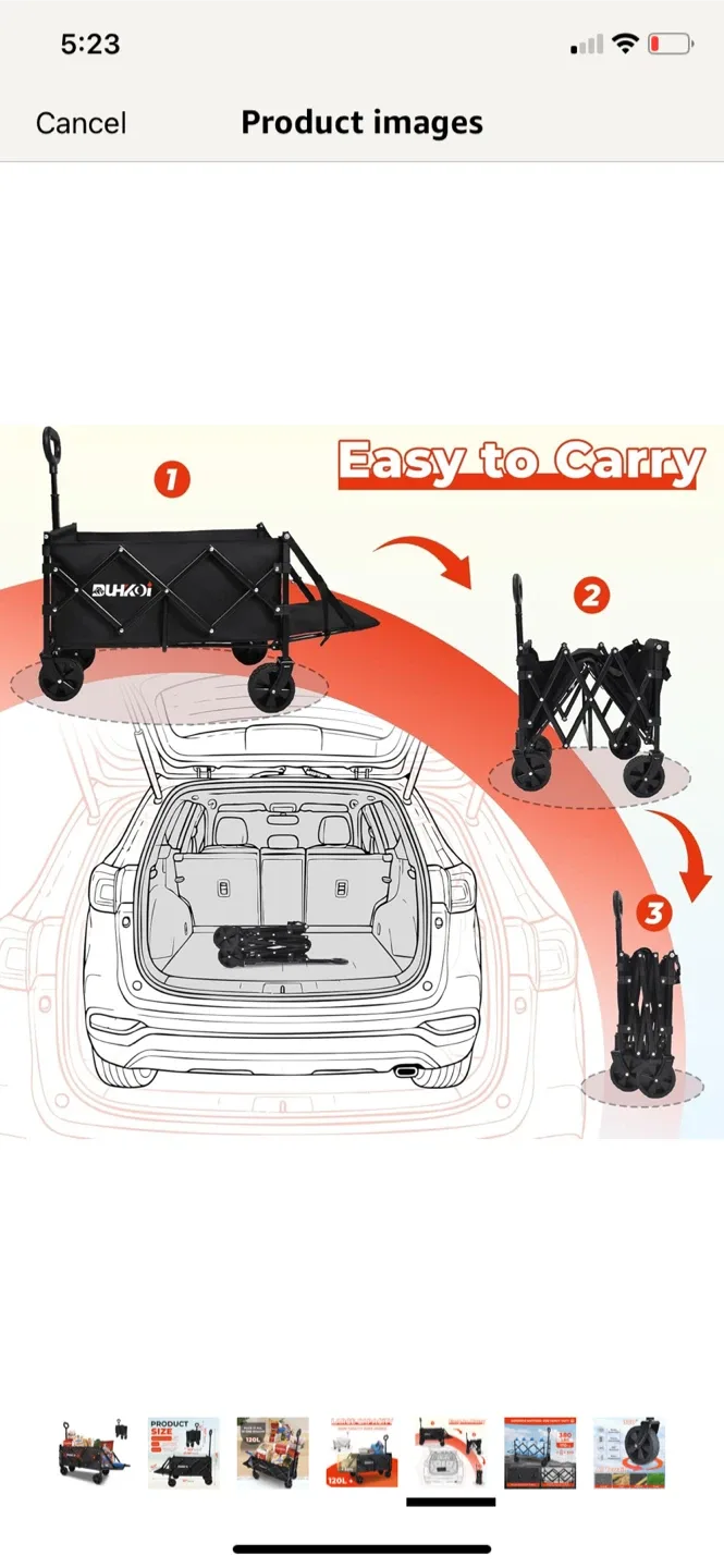 DUHKOI Collapsible Folding Wagon - Black image indicator(9)
