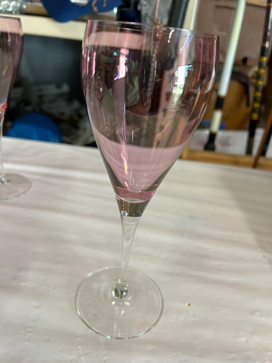 Vintage/1960’s/Set Of Pink Tinted Crystal Stemware/13 Pieces - photo 3