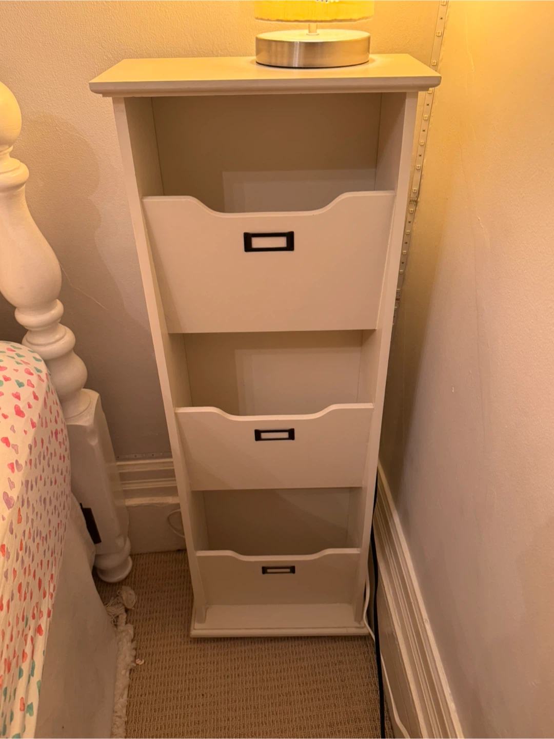 White Storage Shelf with 3 Baskets