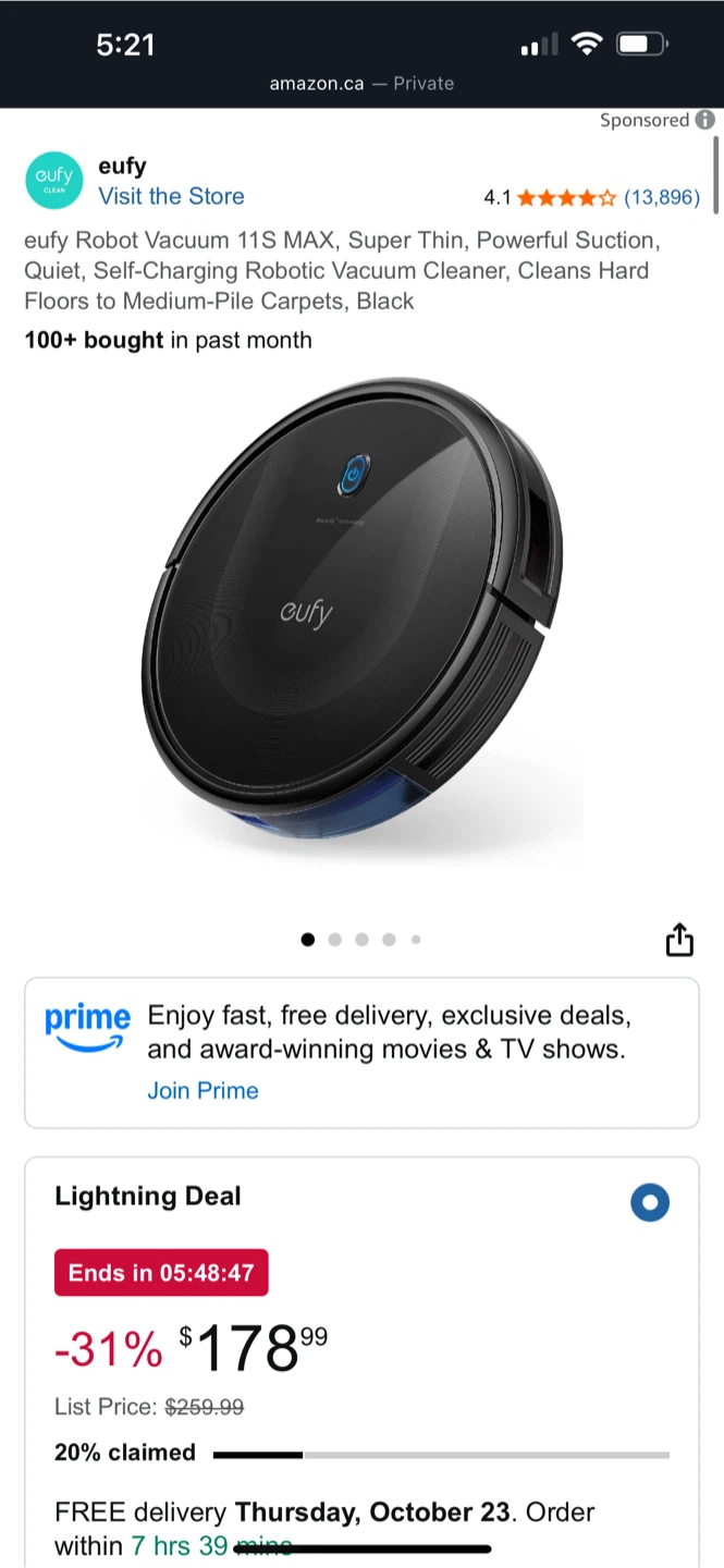Eufy Robot Vacuum 11S MAX - Black
