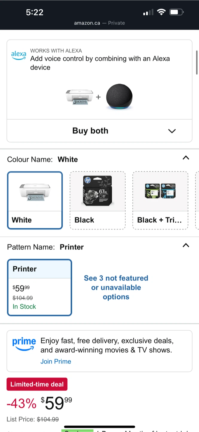 HP Deskjet 2755e White Printer