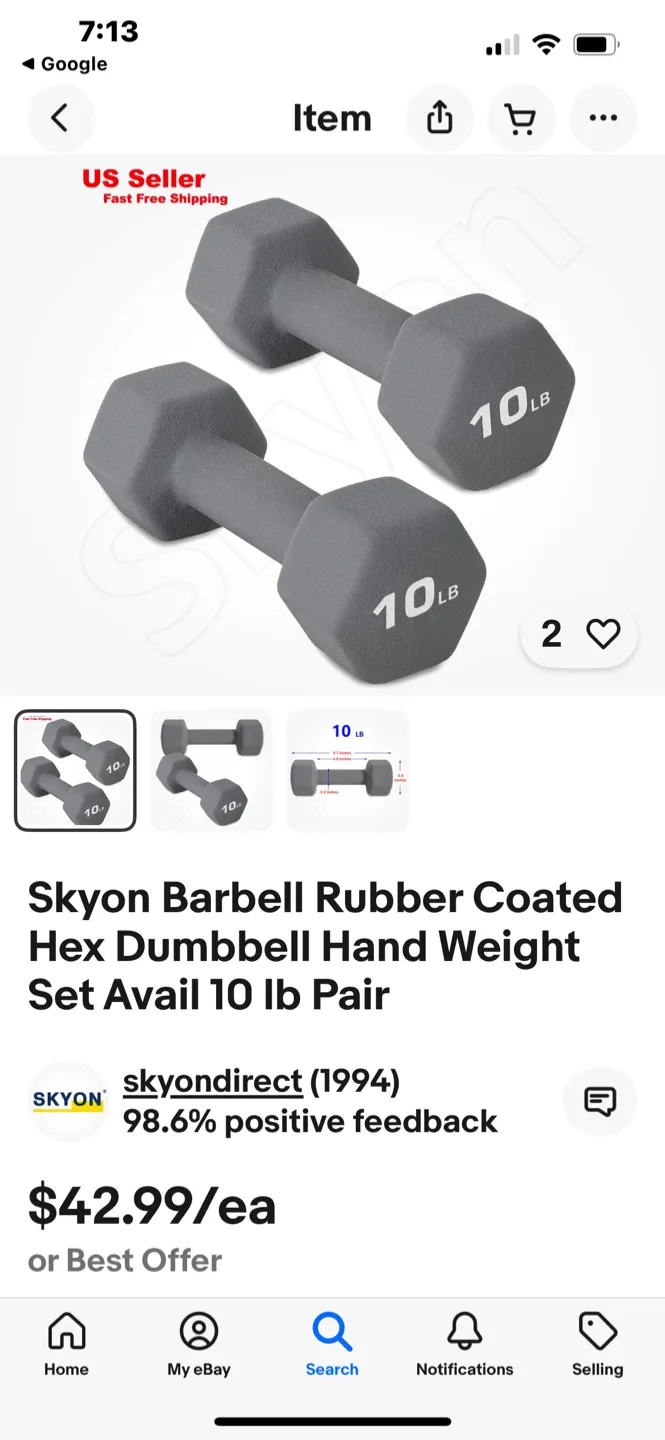 Pair of 10 lb Neoprene Dumbbells image indicator(3)