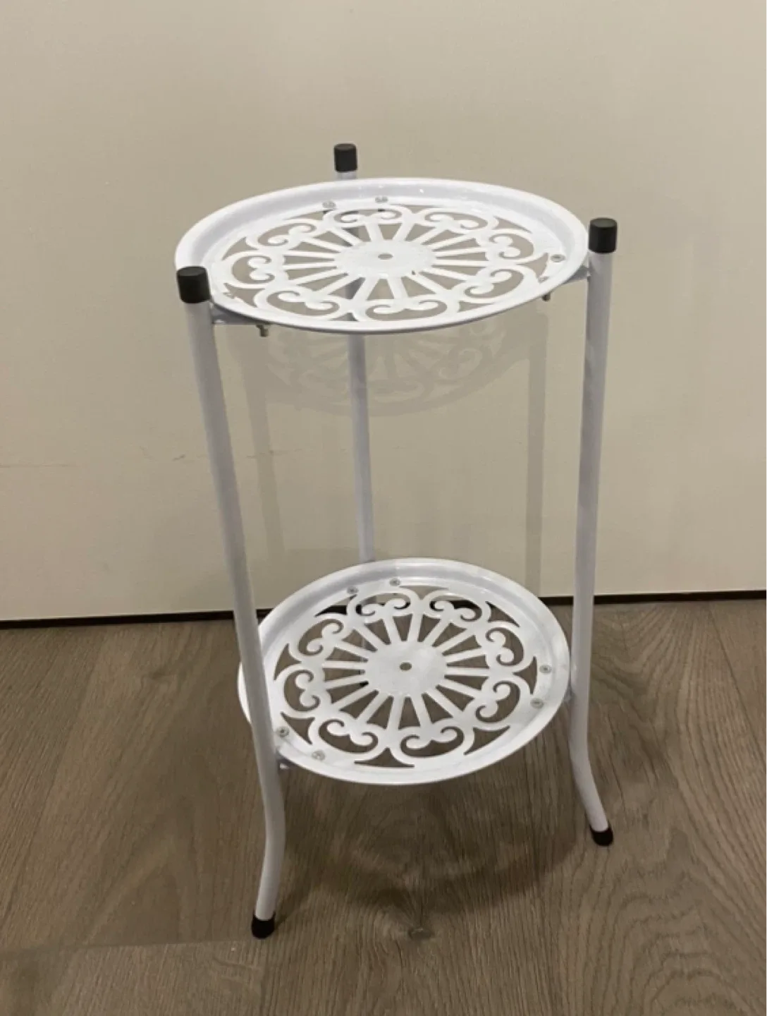 White Metal Plant Stand - Two Tier thumbnail