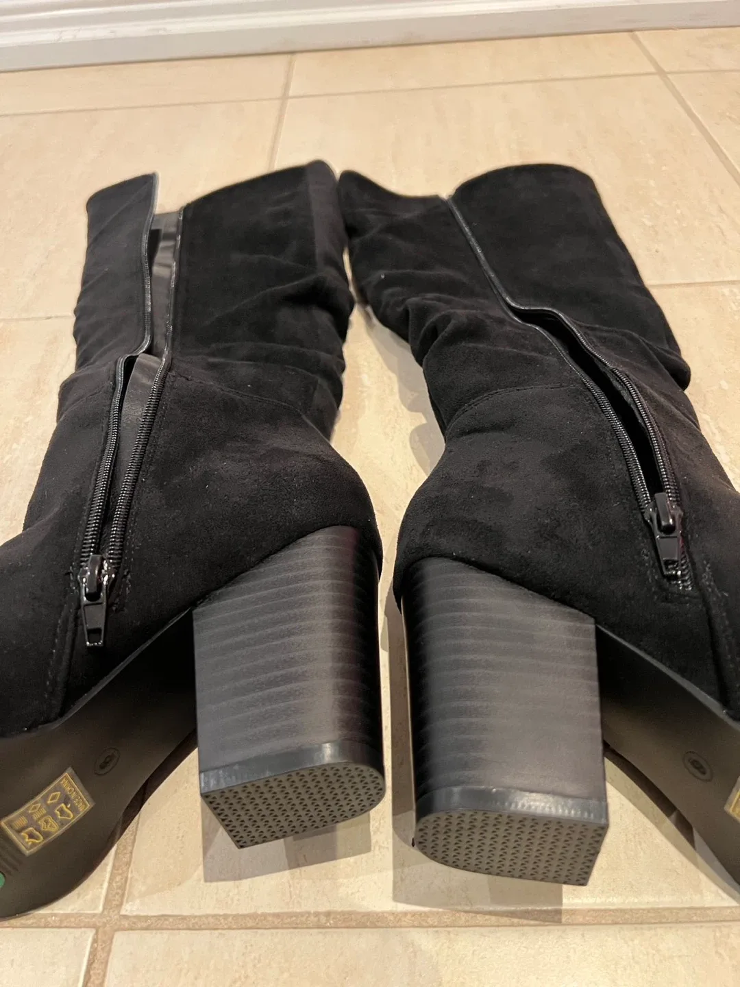 Black Over-the-Knee Heeled Boots, Size 9 image indicator(4)