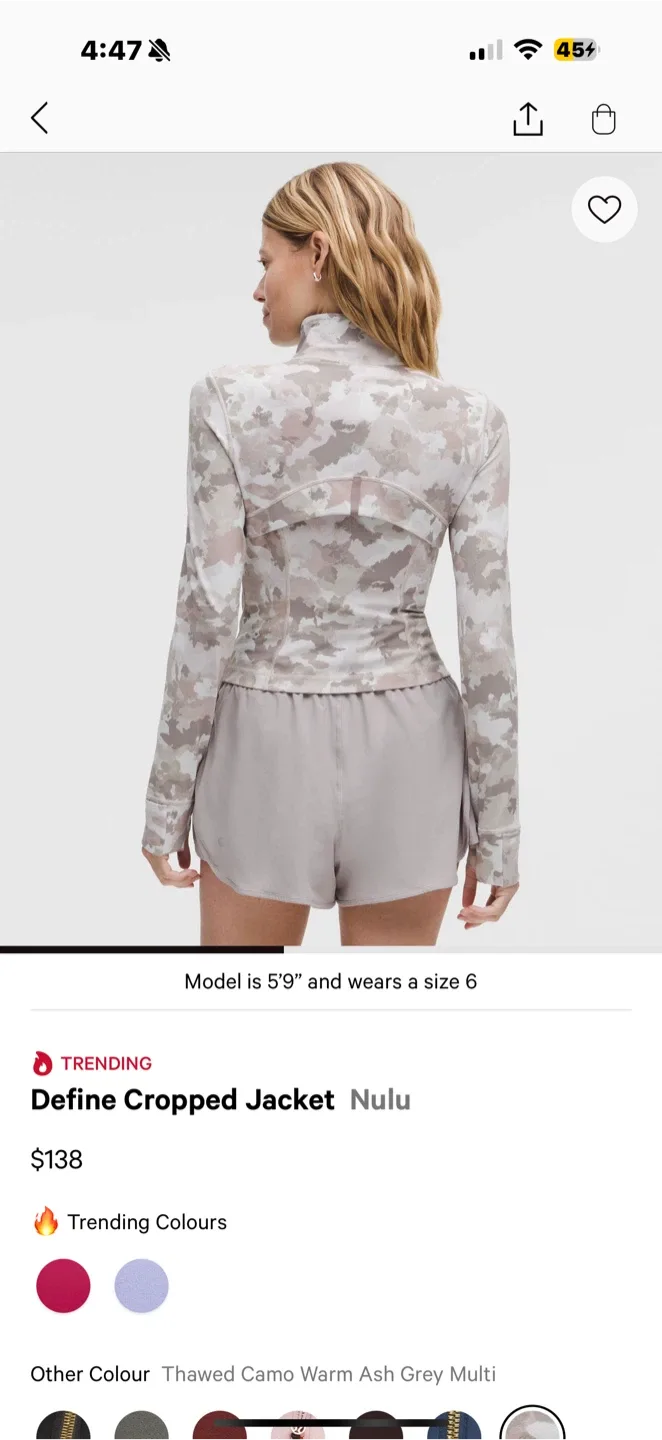 Lululemon Define Cropped Jacket - Size 6 image indicator(3)