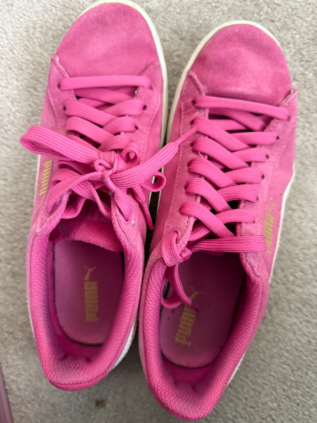 Puma Pink Suede Sneakers, Size 6