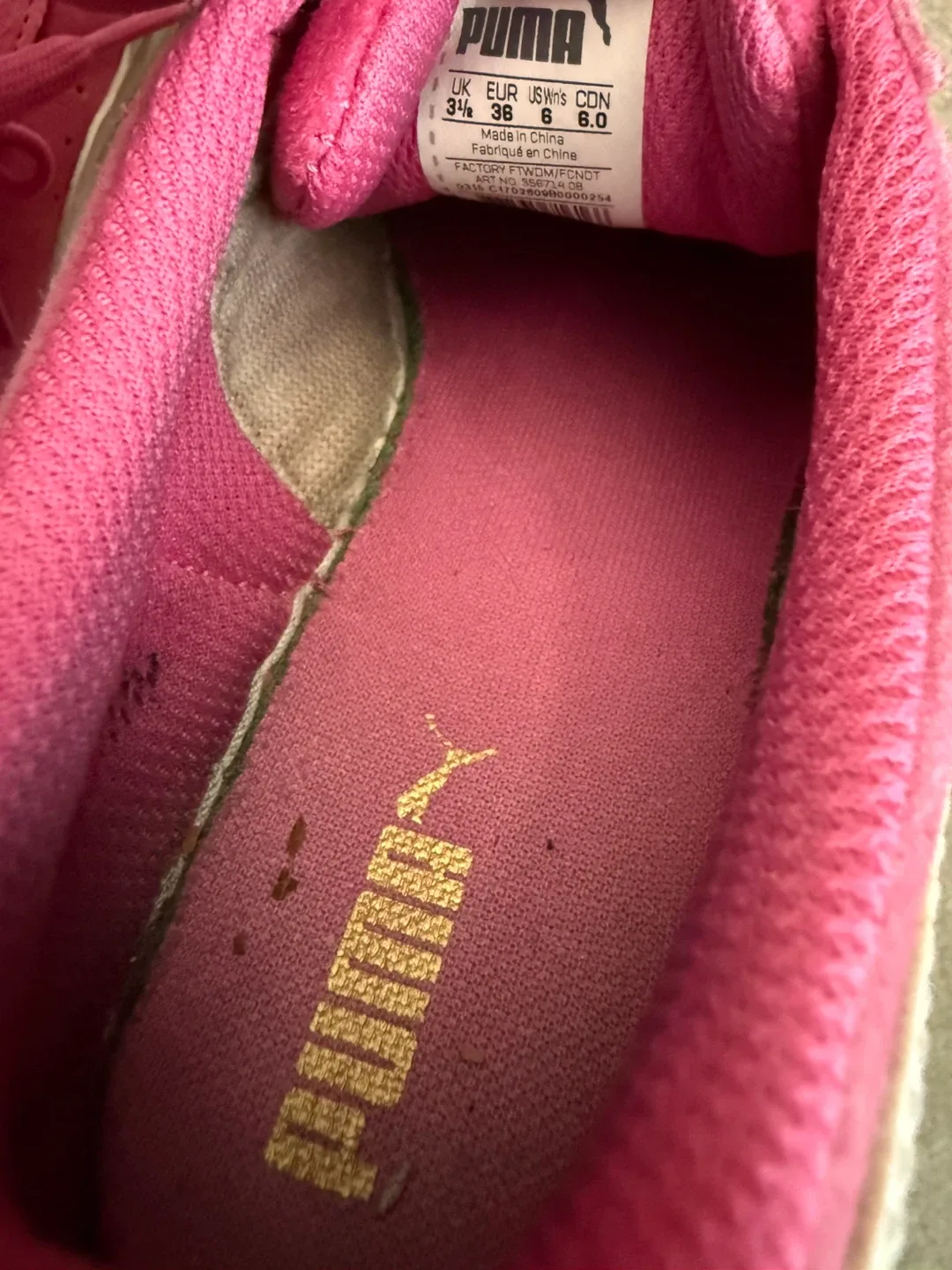 Puma Pink Suede Sneakers, Size 6 image indicator(2)