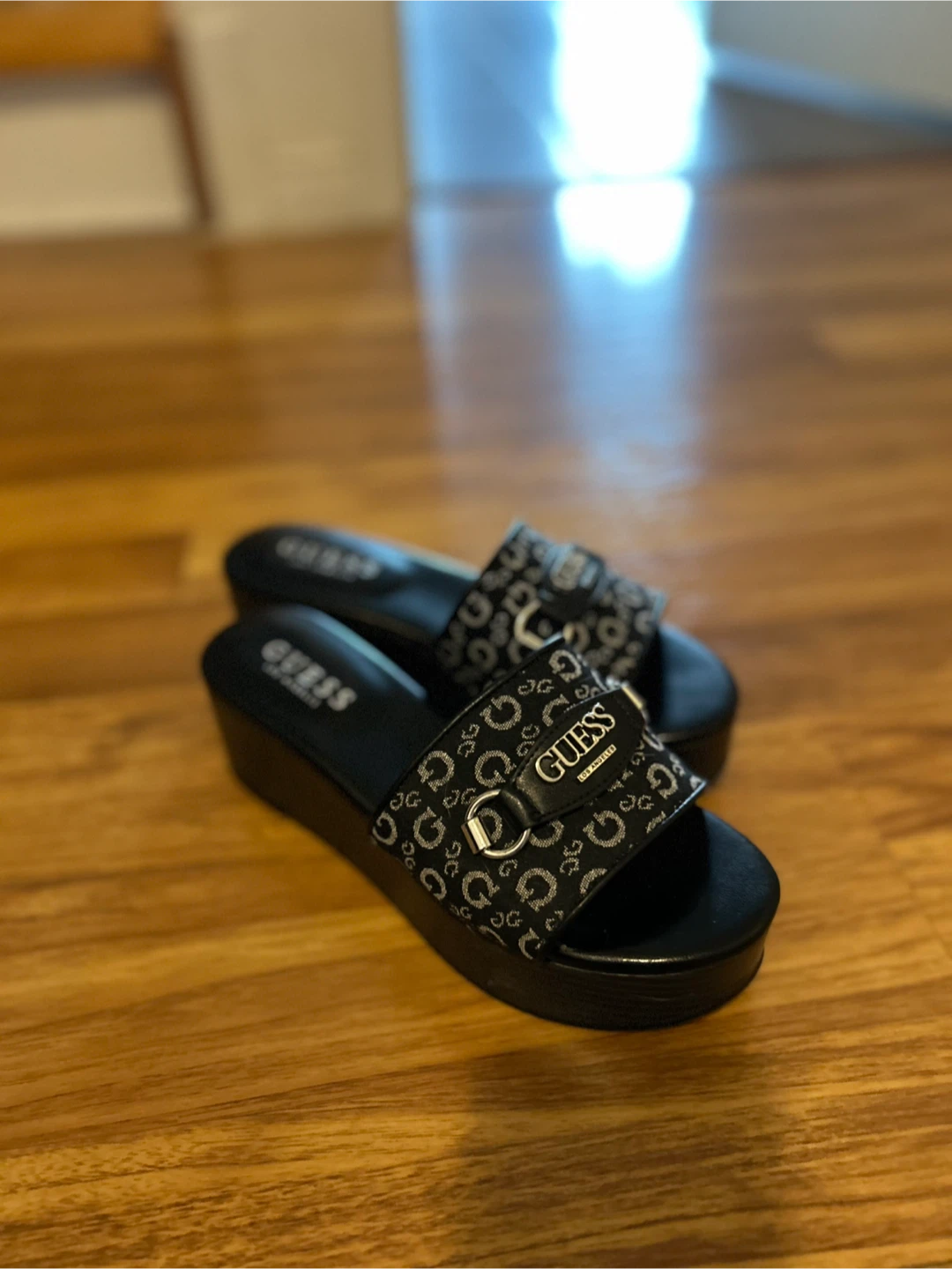 Guess Black Wedge Sandals